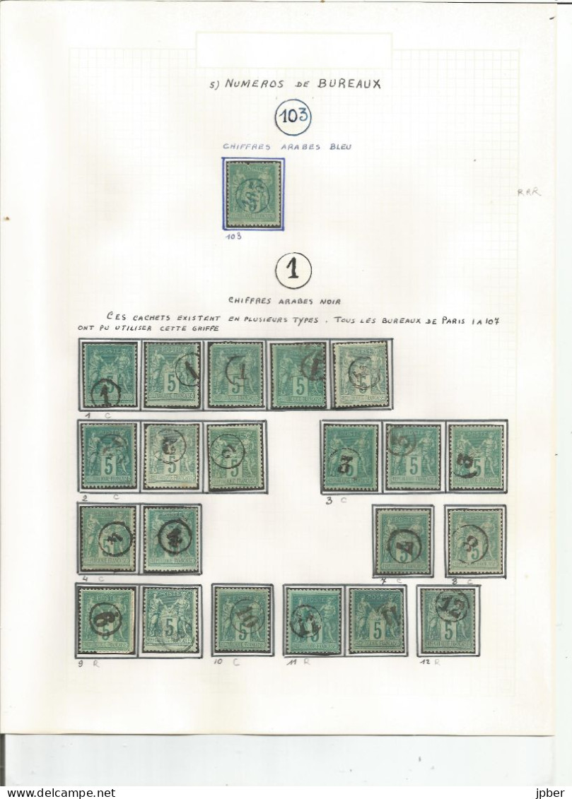 France - Etude 150 timbres oblitérés "Jour de l'An" sur type Sage