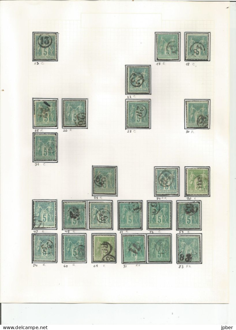 France - Etude 150 timbres oblitérés "Jour de l'An" sur type Sage