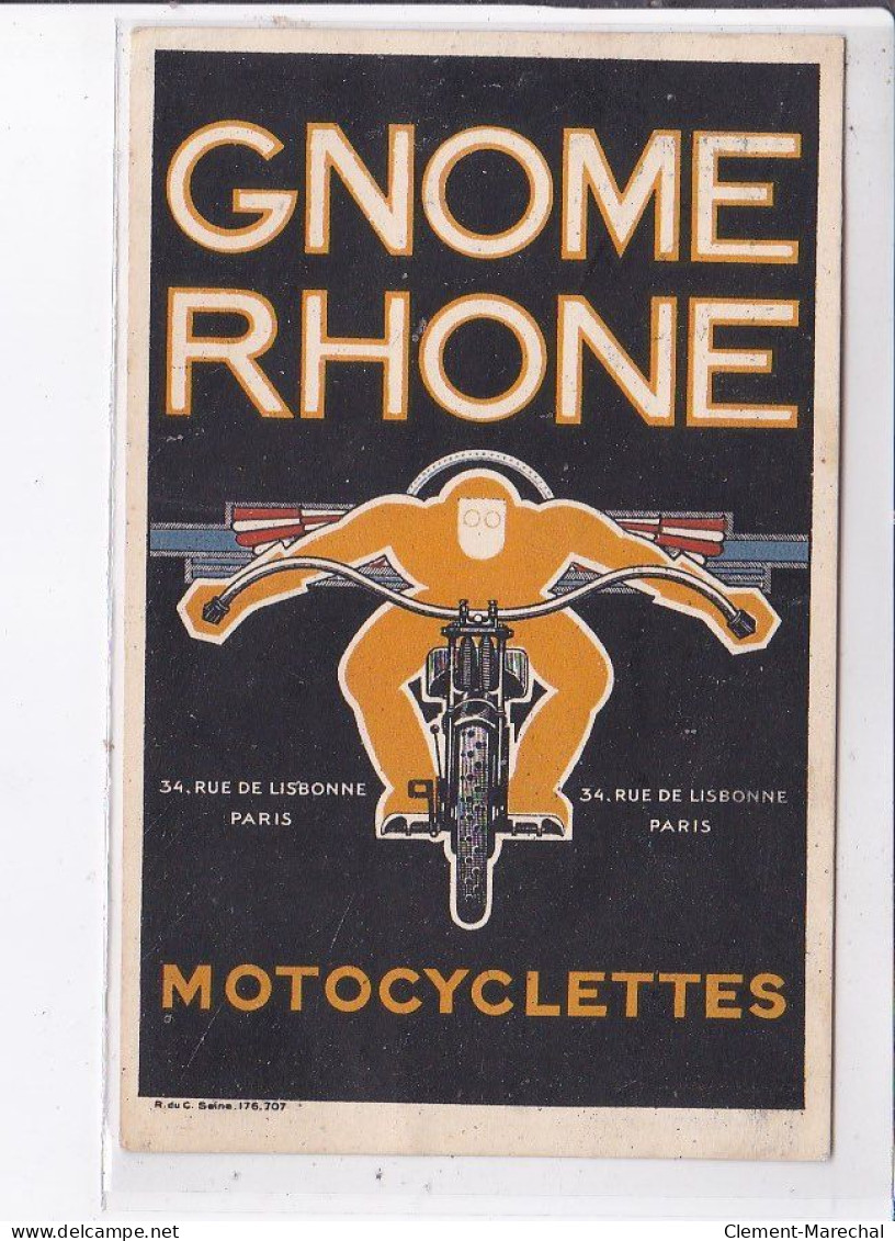 PUBLICITE : Motocyclettes GNOME RHONE Rue De Lisbonne à Paris - Très Bon état - Werbepostkarten