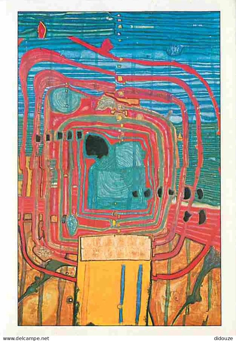 Art - Peinture - Friedrich Stowaser Hundertwasser Dit Fritz - Hommage Au Tachisme - Description Du Tableau Au Dos - CPM  - Peintures & Tableaux