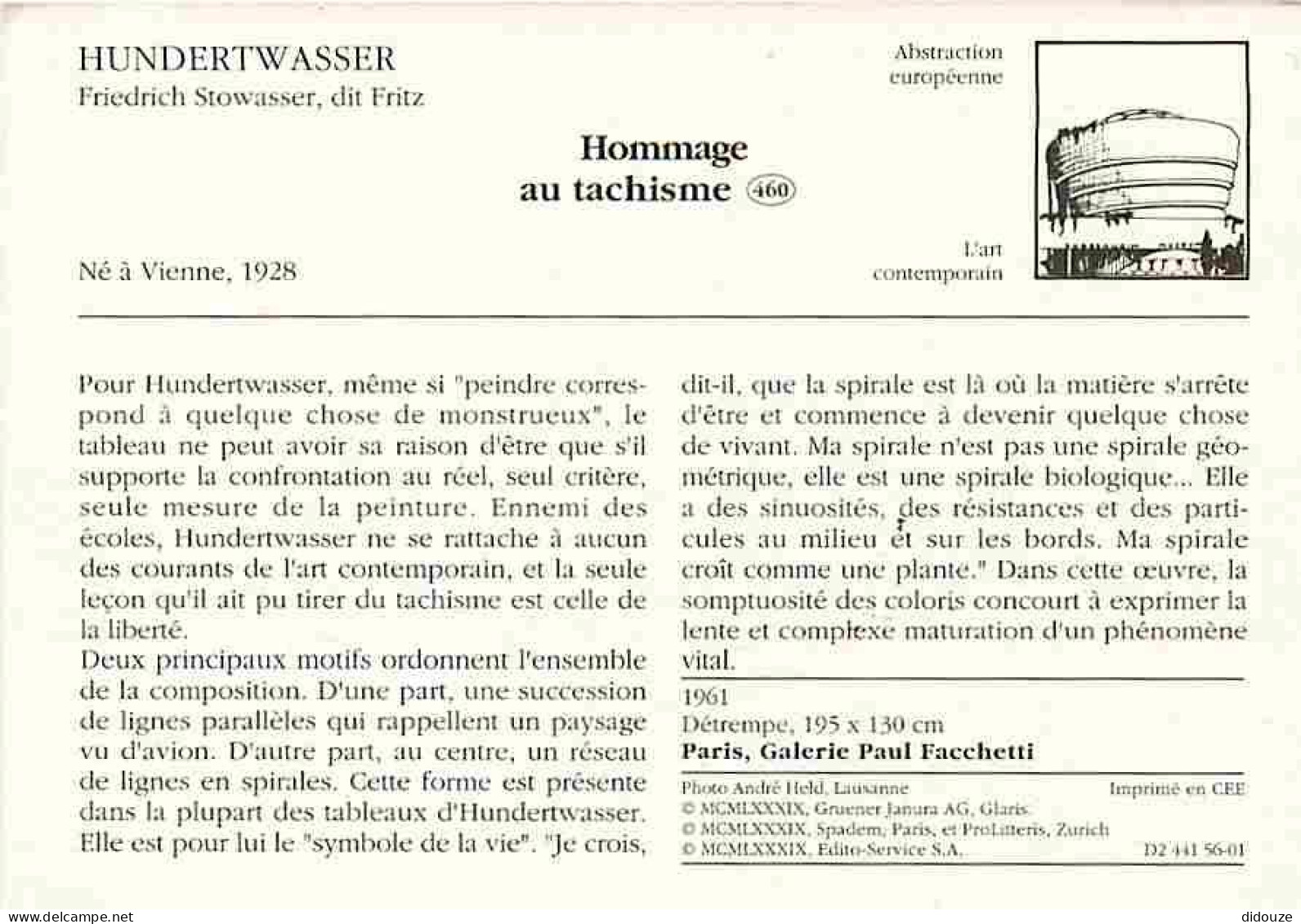 Art - Peinture - Friedrich Stowaser Hundertwasser Dit Fritz - Hommage Au Tachisme - Description Du Tableau Au Dos - CPM  - Peintures & Tableaux