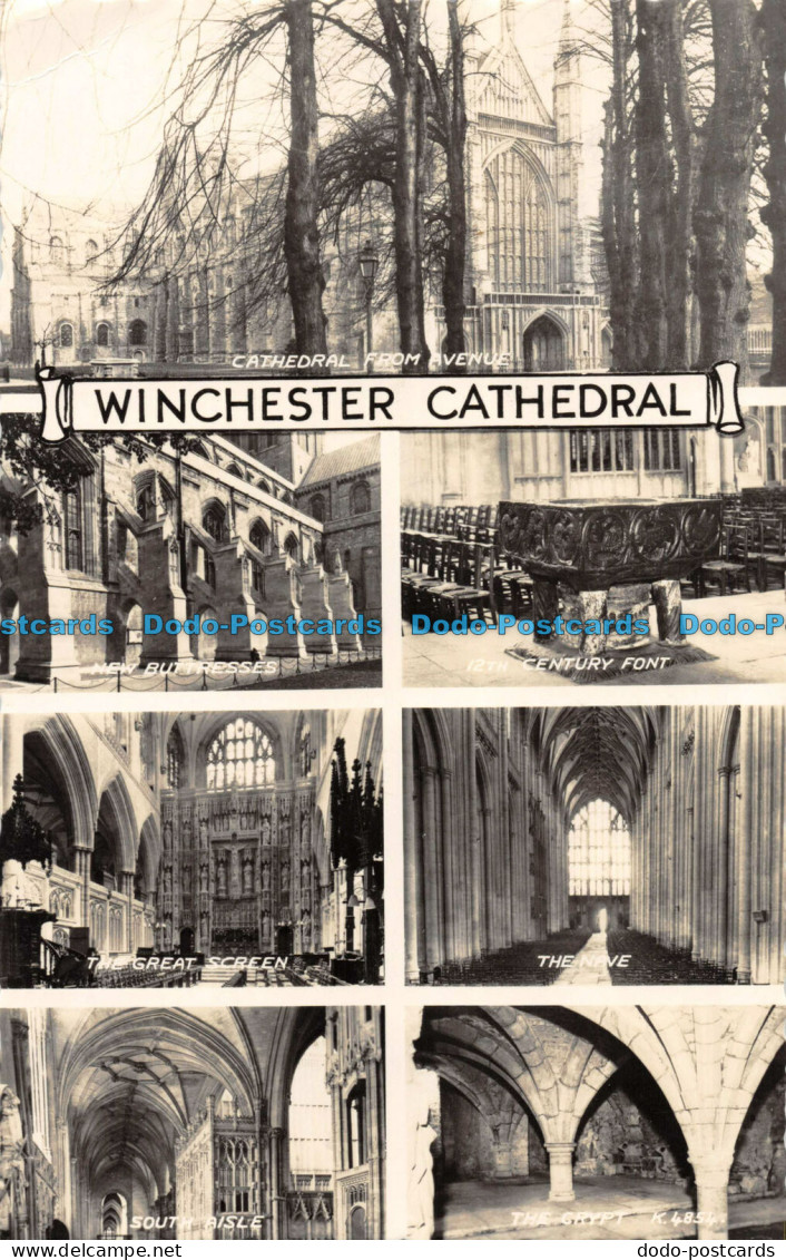 R072588 Winchester Cathedral. Multi View. Valentine. RP. 1958 - Monde