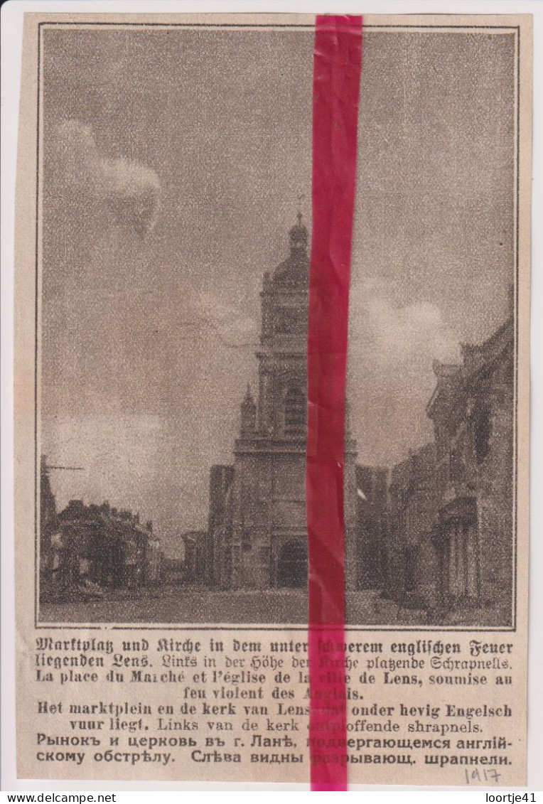 Oorlog Guerre 14/18 - Lens, L'église, De Kerk - Orig. Knipsel Coupure Tijdschrift Magazine - 1917 - Zonder Classificatie