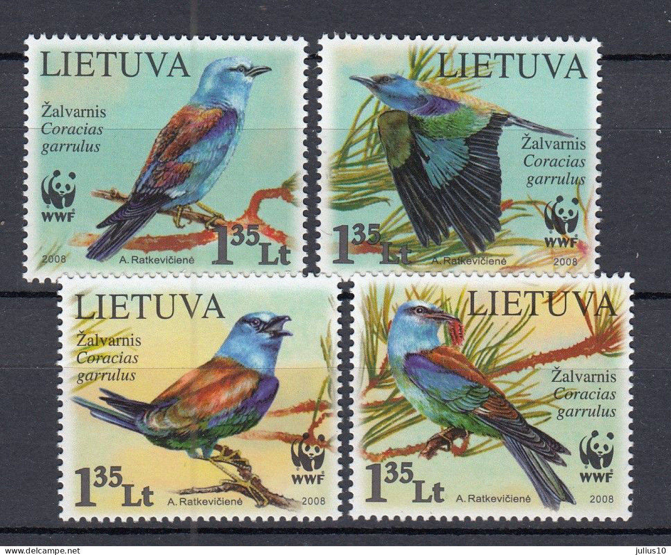 LITHUANIA 2008 Birds MNH(**) Mi 984-987 #Lt927 - Lituania