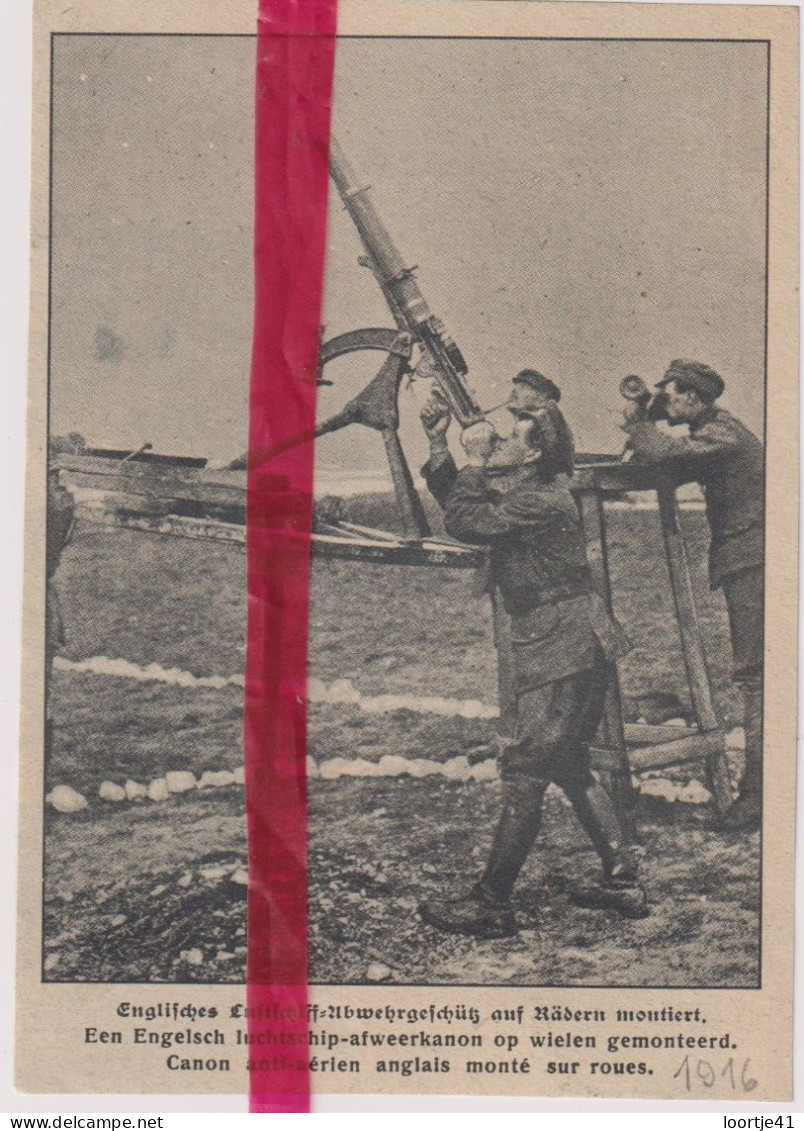 Oorlog Guerre 14/18 - Front, Engels Afweergeschut - Orig. Knipsel Coupure Tijdschrift Magazine - 1916 - Unclassified