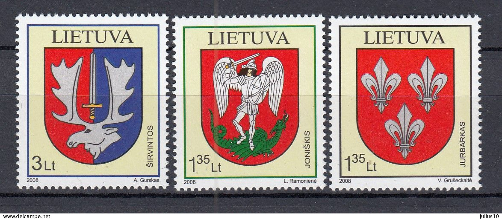 LITHUANIA 2008 Coat Of Arms MNH(**) Mi 992-994 #Lt932 - Litauen