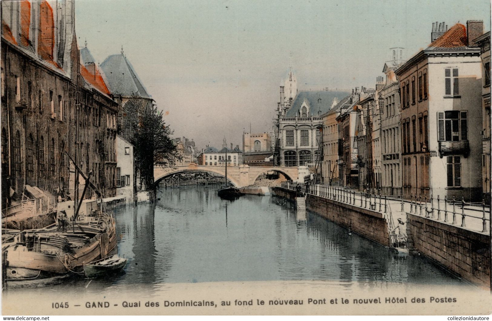 GAND - QUAI DES DOMINICAINS AU FOND LE NOUVEAU PONT ET LE NOUVEL HÔTEL DES POSTES - CARTOLINA FP SCRITTA NEL 1908 - Gent