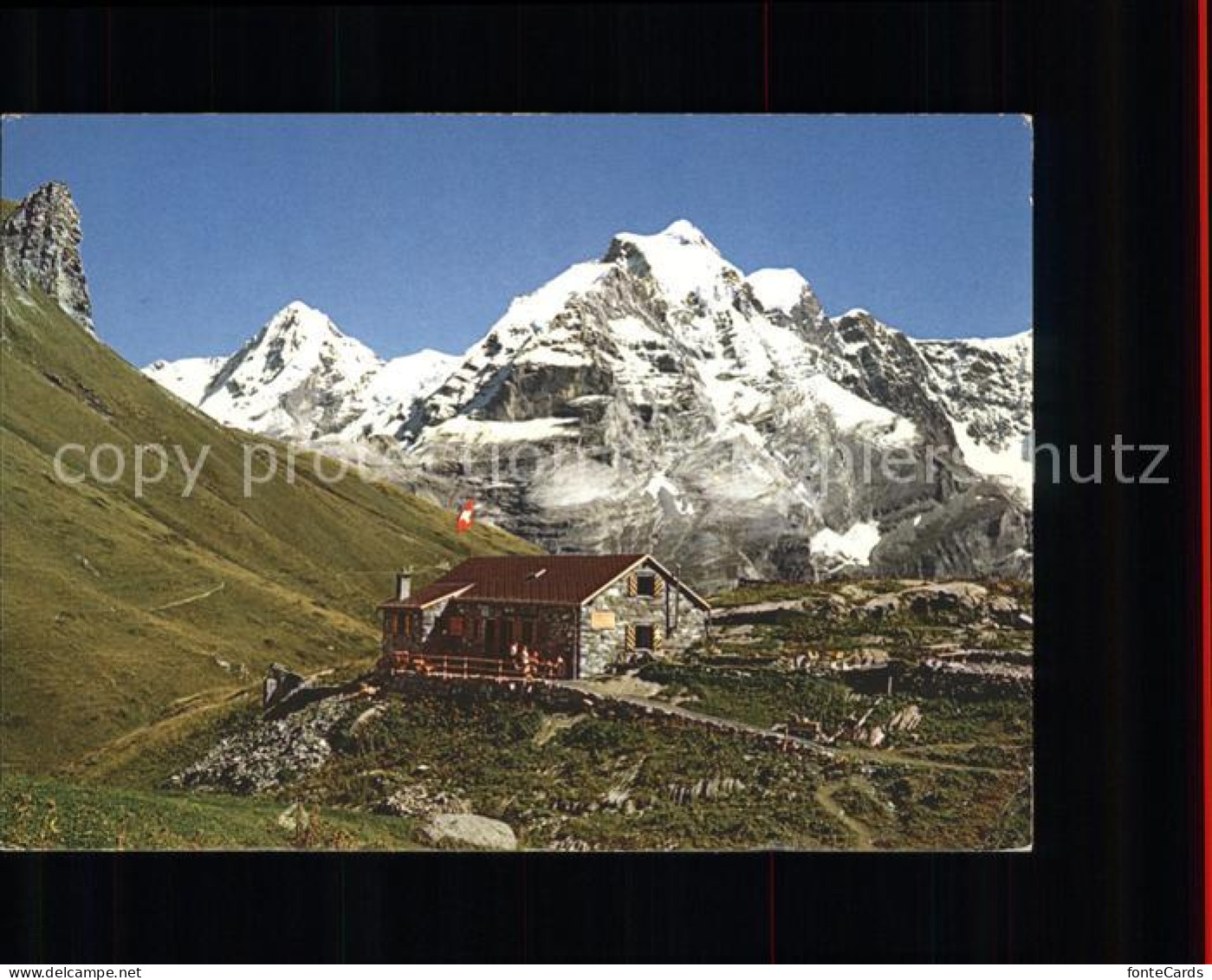 11566556 Rotstockhuette Mit Moench Und Jungfrau Berghuette Berner Alpen Rotstock - Autres & Non Classés