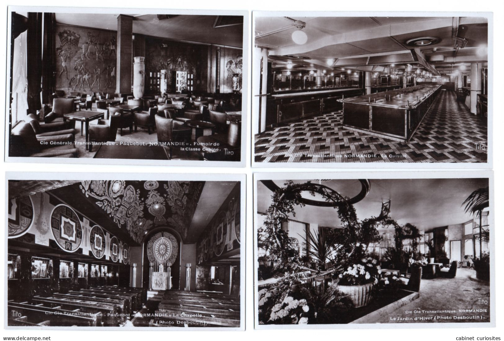 Intérieur Du PAQUEBOT NORMANDIE - Compagnie Générale Transatlantique - LOT DE 4 CPA - Passagiersschepen