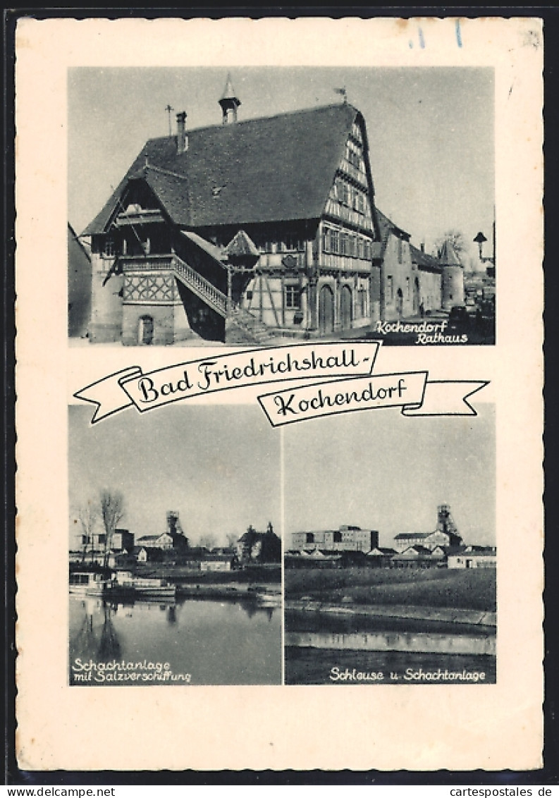 AK Bad Friedrichshall-Kochendorf, Rathaus, Schachtanlage Mit Salzverschiffung, Schleuse  - Bad Friedrichshall