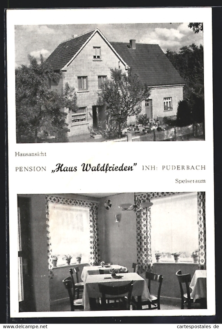 AK Hütte / Westerwald, Hotel-Pension Haus Waldfrieden, Speiseraum  - Autres & Non Classés