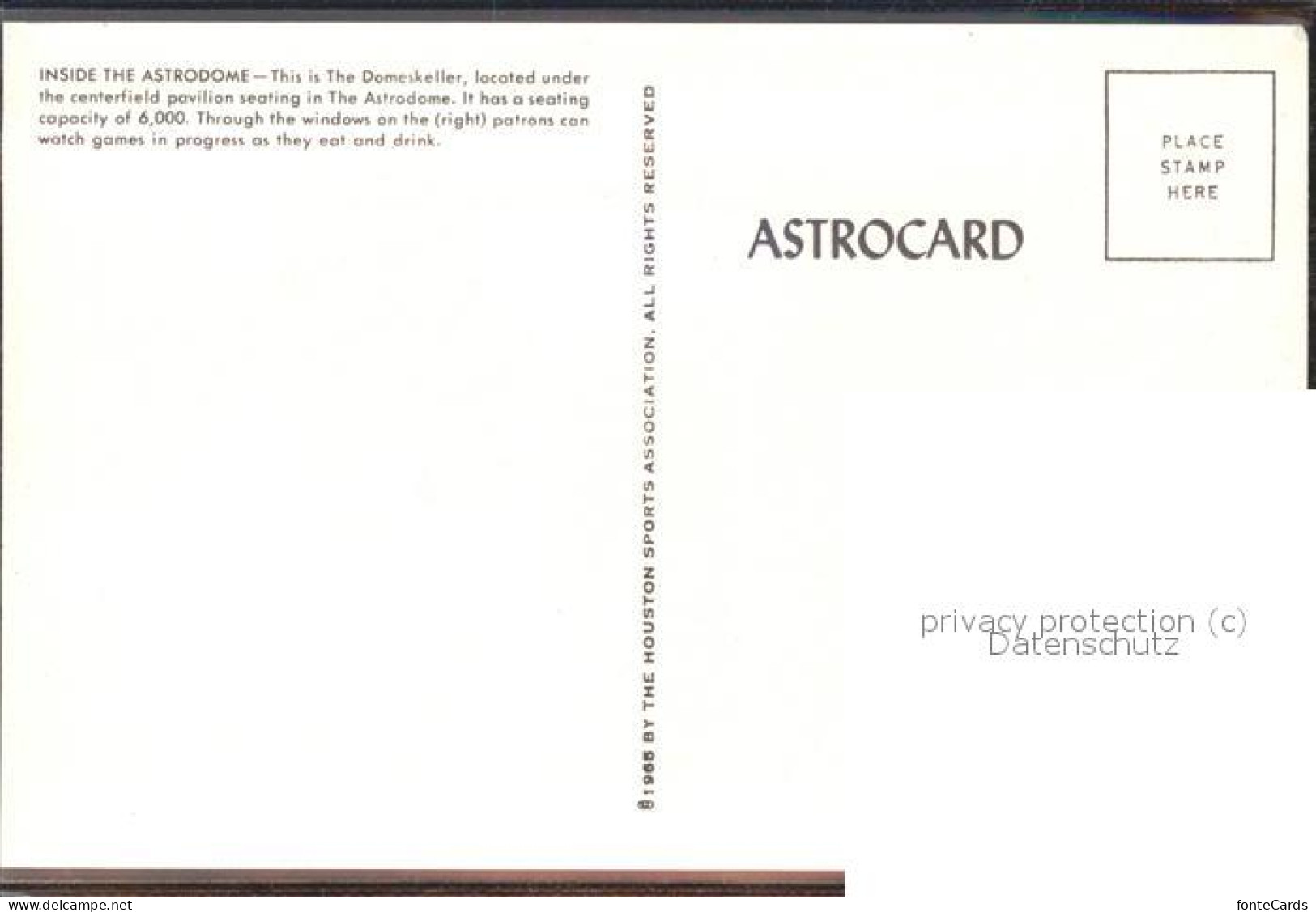 11524769 Houston_Texas Astrodome Club Astrocard - Other & Unclassified