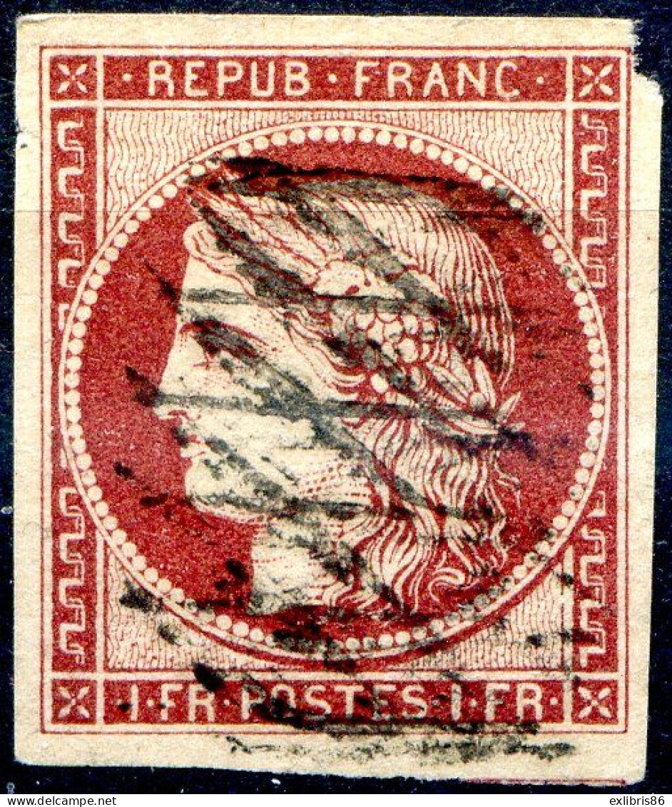 060524 TIMBRE FRANCE N° 6   4 MARGES PRESENTES PAS DE CLAIR Signé BRUN - 1849-1850 Cérès