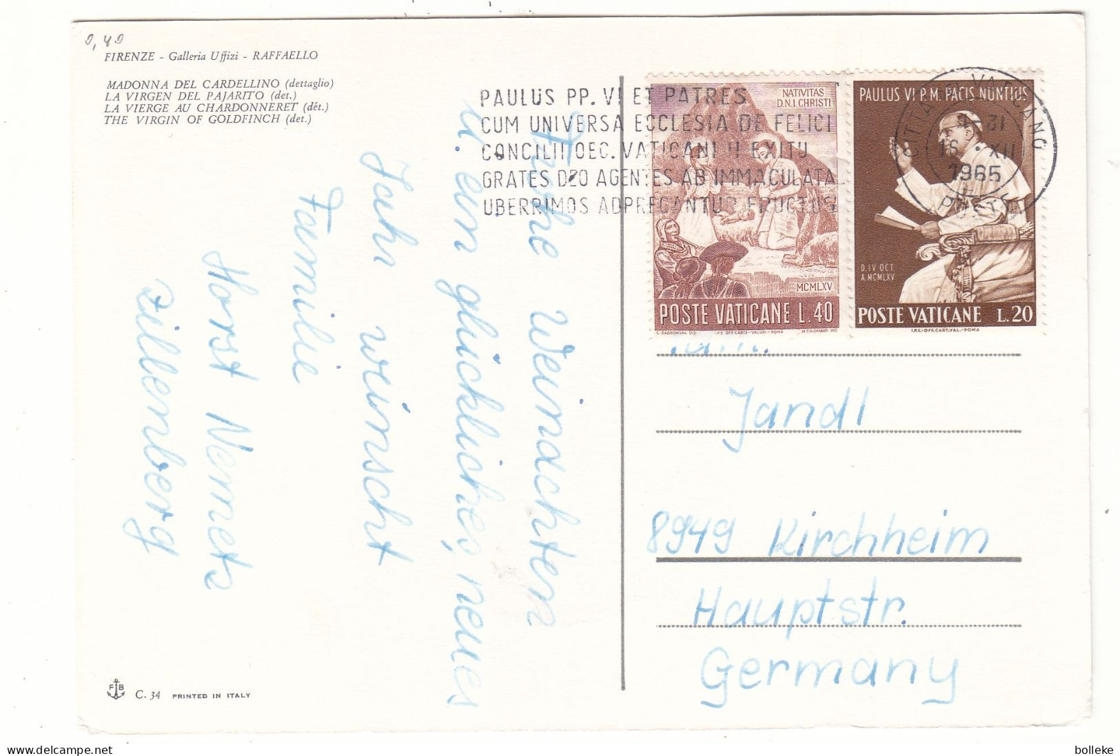 Vatican - Carte Postale De 1965 - Oblit Citta Del Vaticano - Papes - - Lettres & Documents
