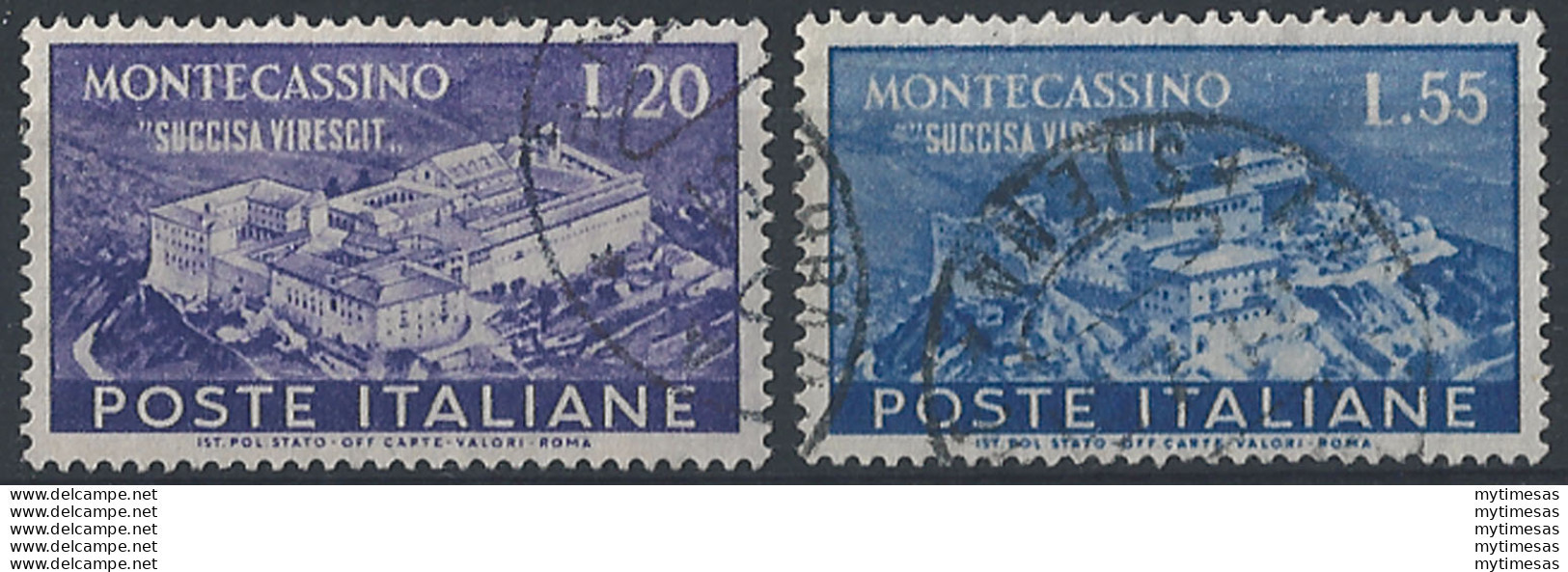1951 Italia Abbazia Di Montecassino US Sass. N. 664/65 - 1946-60: Nuevos
