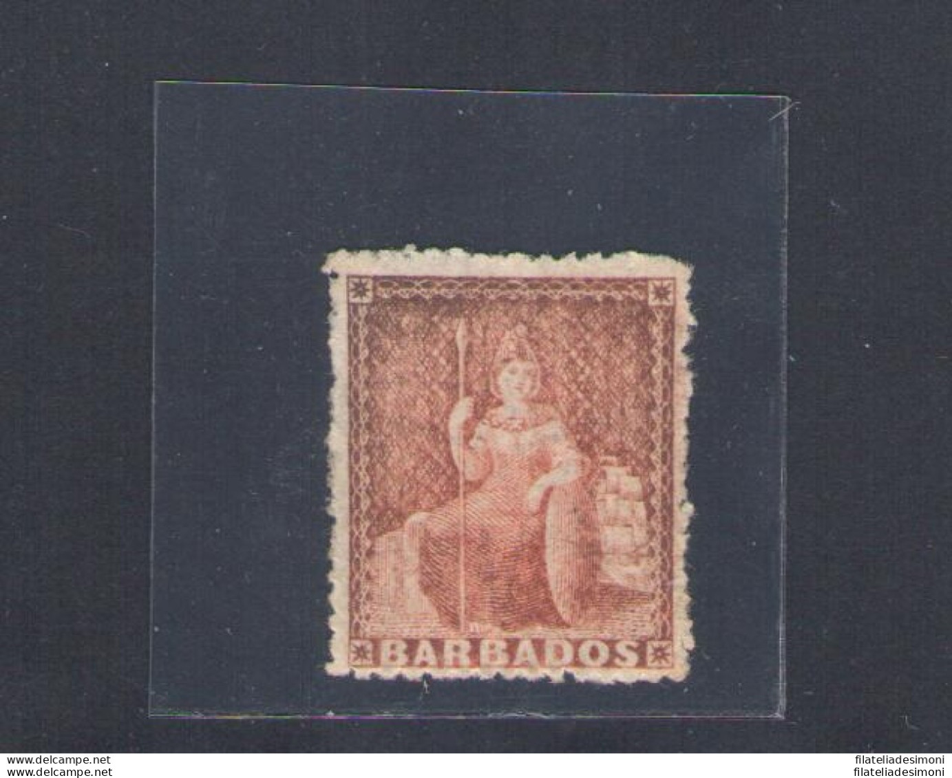 1870-71 Barbados - Stanley Gibbons N. 4d. Dull Vermilion - MH* Certificato Sorani - Other & Unclassified