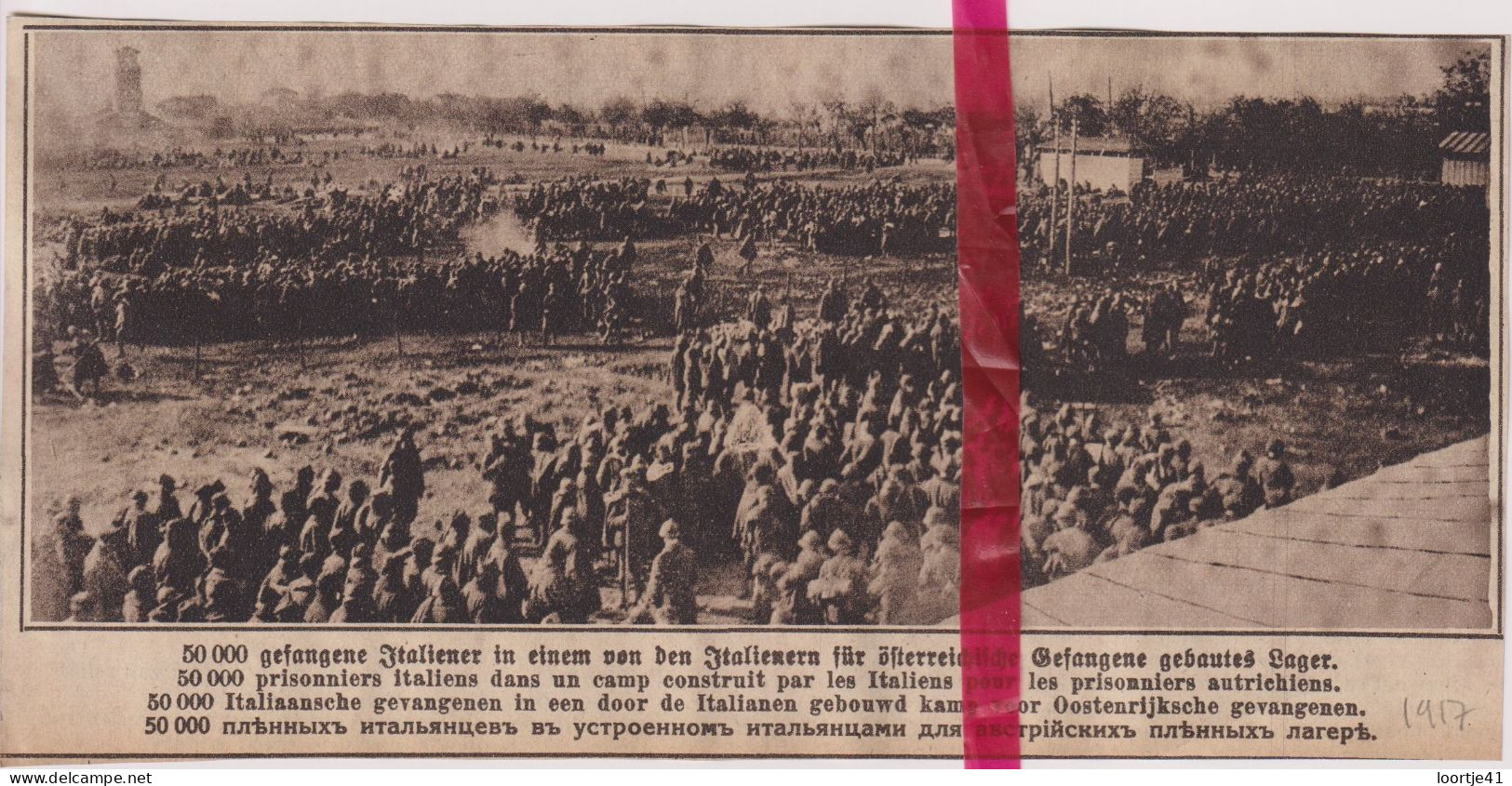 Oorlog Guerre 14/18 - 50000 Prisonniers Italiens Gevangenen - Orig. Knipsel Coupure Tijdschrift Magazine - 1917 - Non Classés
