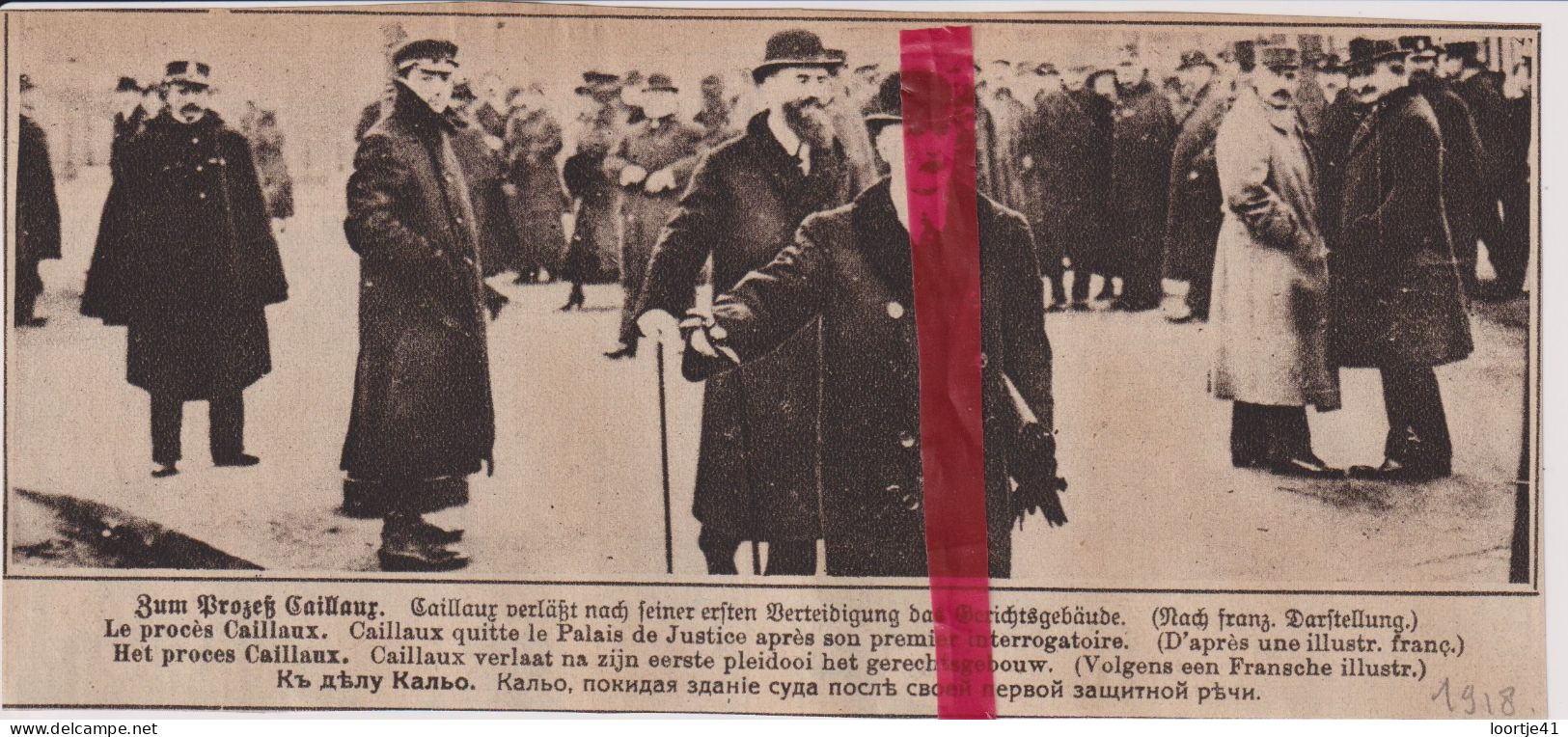 Oorlog Guerre 14/18 - Paris - Le Proces Caillaux - Orig. Knipsel Coupure Tijdschrift Magazine - 1918 - Unclassified