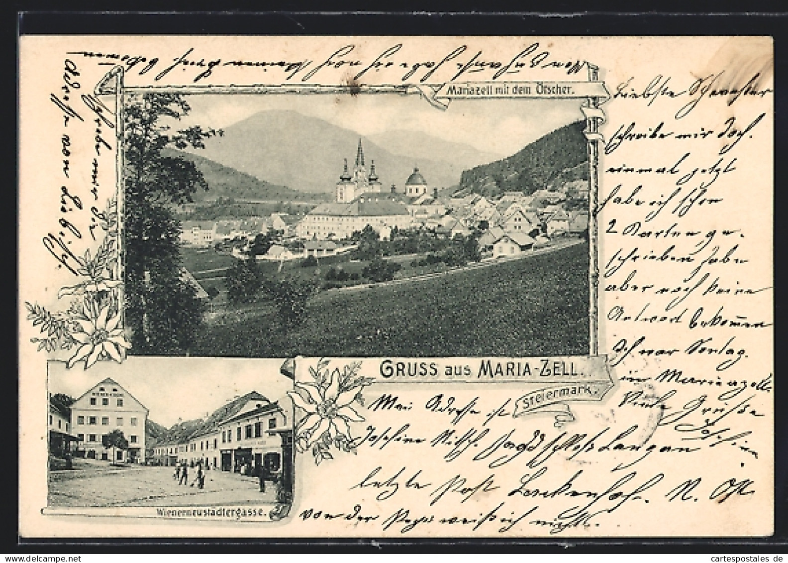 AK Maria-Zell /Steiermark, Wienerneustädtergasse, Ortsansicht Mit Ötscher  - Autres & Non Classés