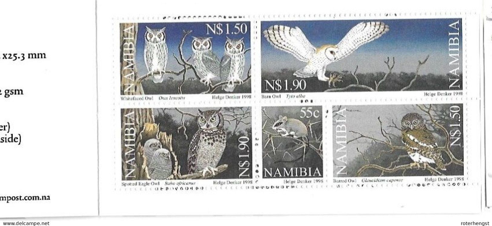 Namibia Owl Booklet Mnh ** 1998 - Namibië (1990- ...)