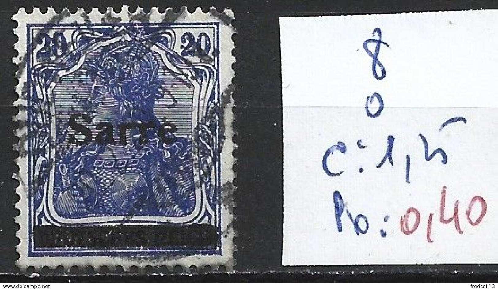 SARRE 8 Oblitéré Côte 1.25 € - Used Stamps