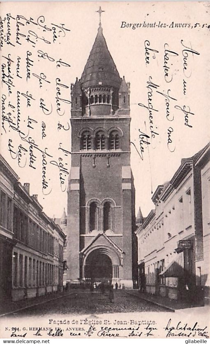 Borgerhout -  Borgerhout-lez-Anvers -  Facade De L'église Saint Jean Baptiste - 1903 - Parfait Etat - Antwerpen