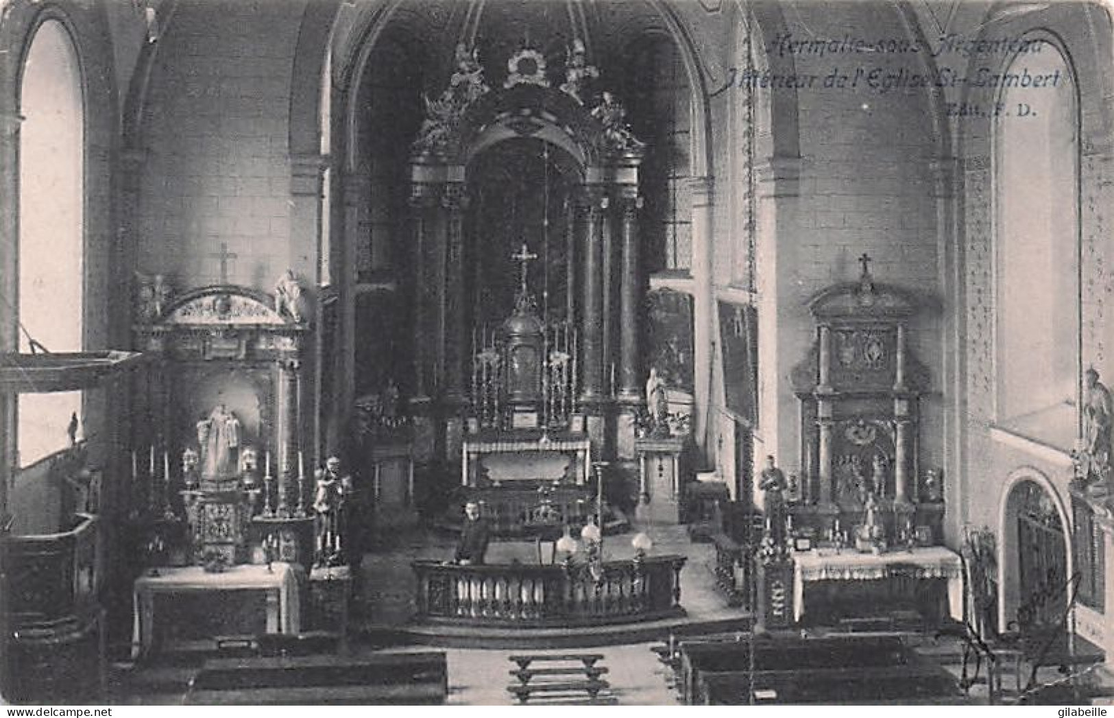 Oupeye - HERMALLE Sous ARGENTEAU - Interieur De L'église St Lambert - 1908 - Oupeye