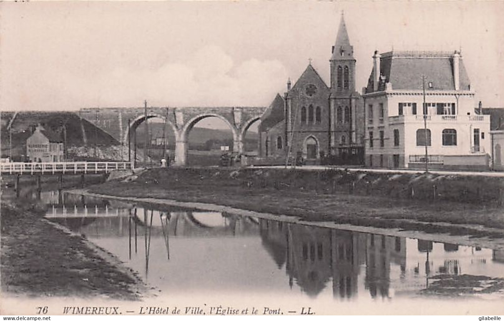 62 - Pas De Calais - WIMEREUX - L'hotel De Ville , L'église Et Le Pont - Sonstige & Ohne Zuordnung