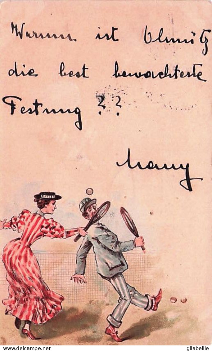 Illustrateur  - Sports -  TENNIS   - Couple Jouant Au Tennis - 1896 - Before 1900