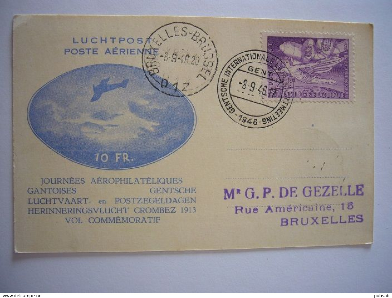 Avion / Airplane / SABENA / Junkers Ju 52 / From Brussels To Gent (courrier Parachuté) - 1946-....: Moderne