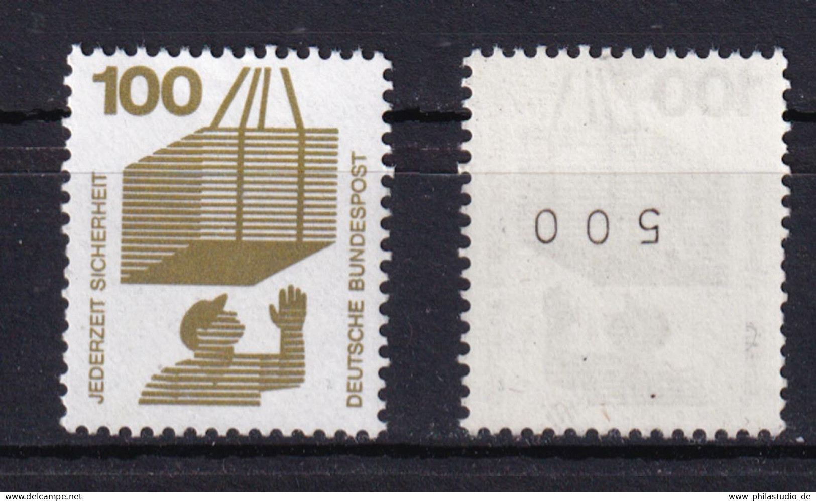 Bund 702 A  Rollenanfang Schwarze Nr. 500 Unfallverhütung 100 Pf Postfrisch - Rollenmarken