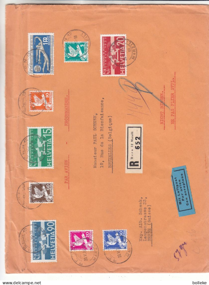 Suisse - Lettre Recom De 1936 - GF - Oblit Bern 12 - Valeur 107 € ++ - Brieven En Documenten