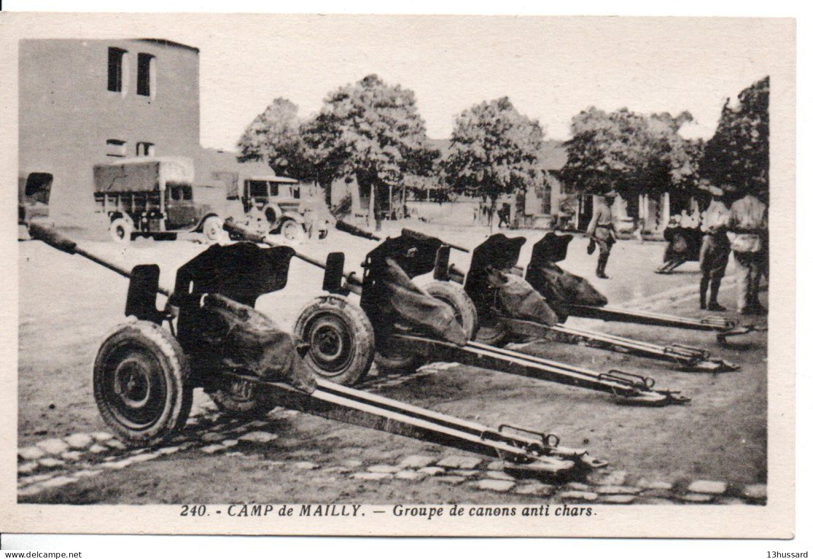 Carte Postale Ancienne Militaire - Camp De Mailly. Groupe De Canons Anti Chars - Artillerie - Material