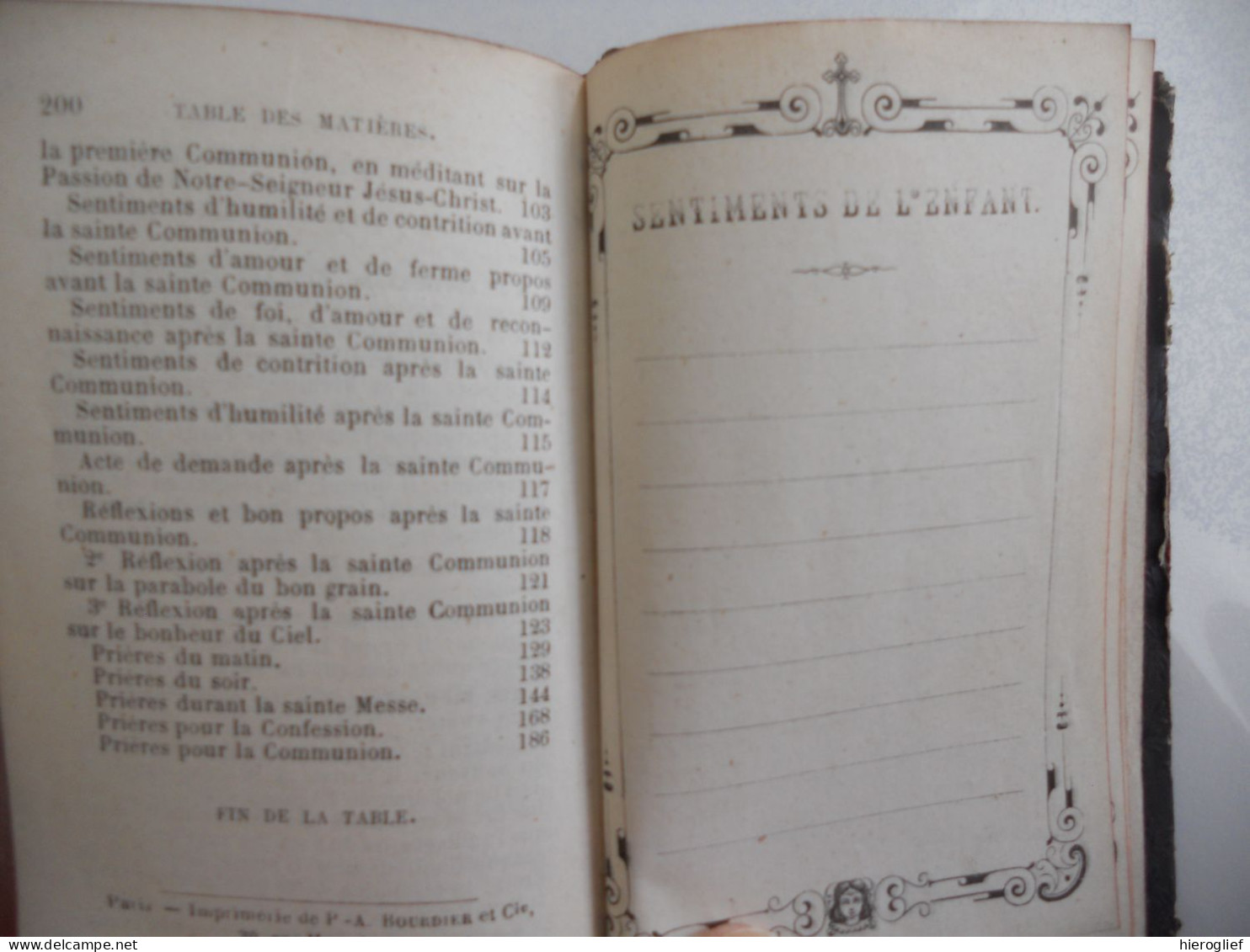 Réflexions Pieuses D'un Enfant Qui Se Prépare à Sa Première Communion Par Mme De La Brunetière / Paris 1858 Vaton - Godsdienst