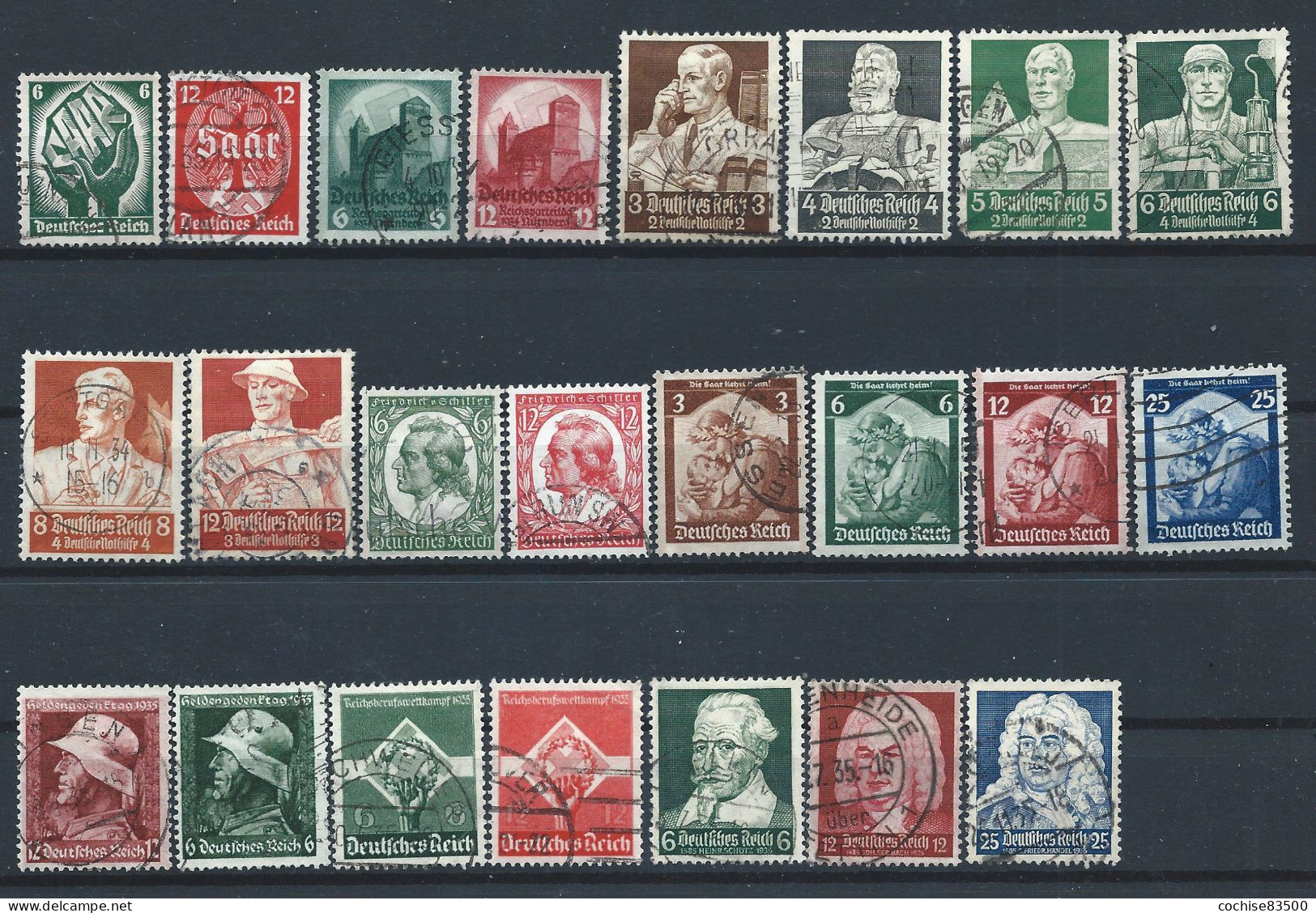 Allemagne Empire Lot 23 Tp Obl (FU) Année 1934/35 - Sujets Divers - Used Stamps