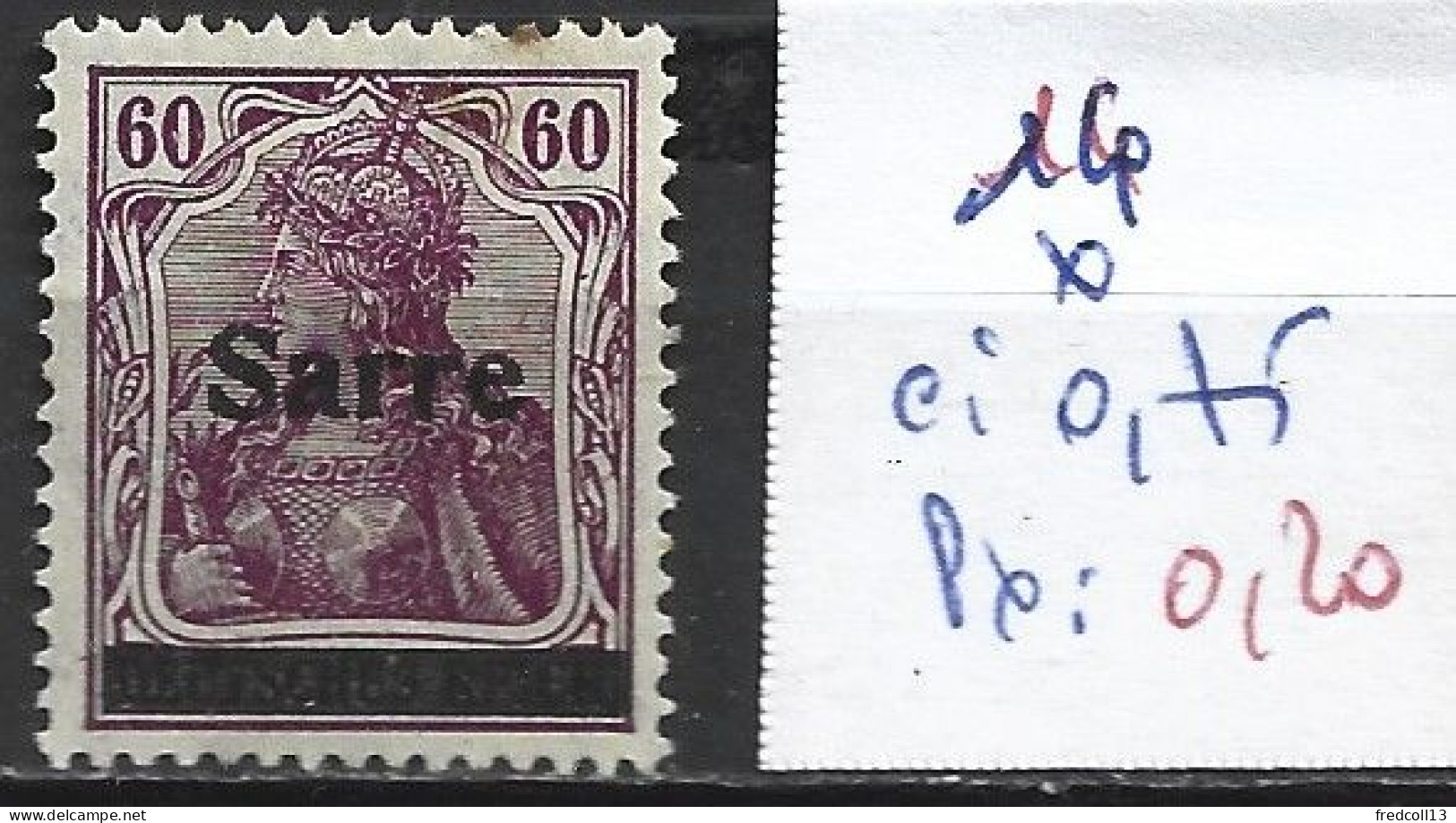 SARRE 14 * Côte 0.75 € - Unused Stamps