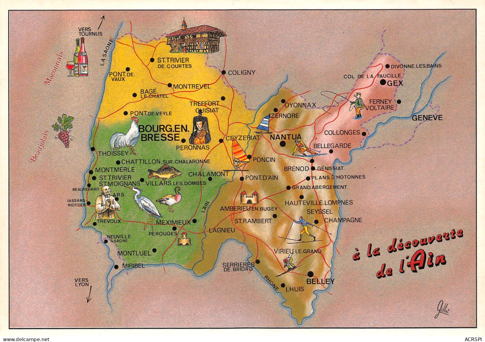 01 Carte Map Plan Du Département De L'Ain Bourg En Bresse  (Scan R/V) N°   15   \QQ1110Ter - Villars-les-Dombes