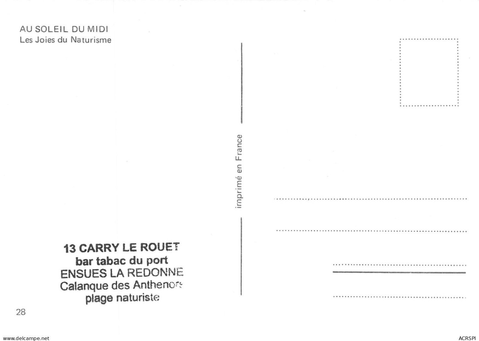 13 Ensuès-la-Redonne Calanque Naturiste Des Anthénors Femmes Topless Seins Nus Naked Nude (Scan R/V) N°   15  \QQ1110Bis - Carry-le-Rouet