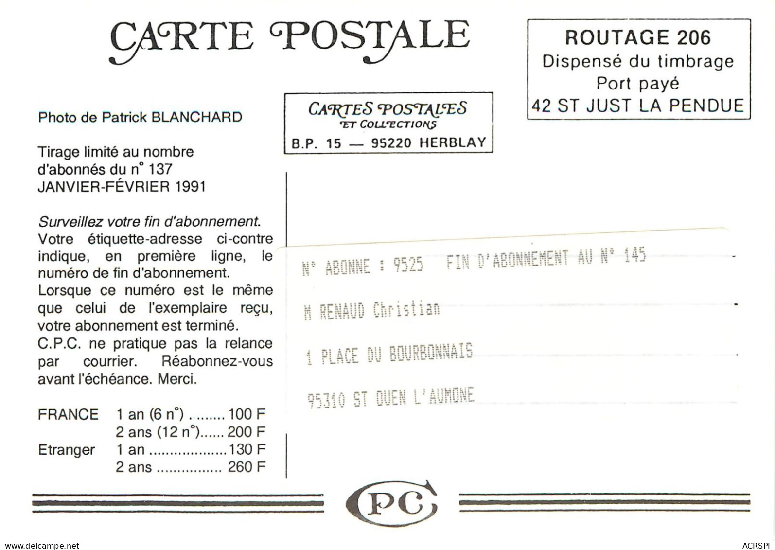 Les Chaises Photo De Patrick BLANCHARD  (scan Recto-verso) QQ 1110 - Other & Unclassified