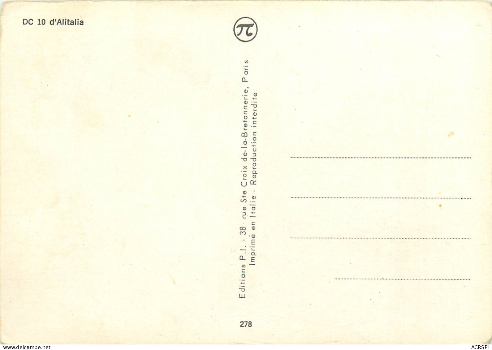 DC10 D'ALITALIA (scan Recto-verso) QQ 1155 - 1946-....: Moderne