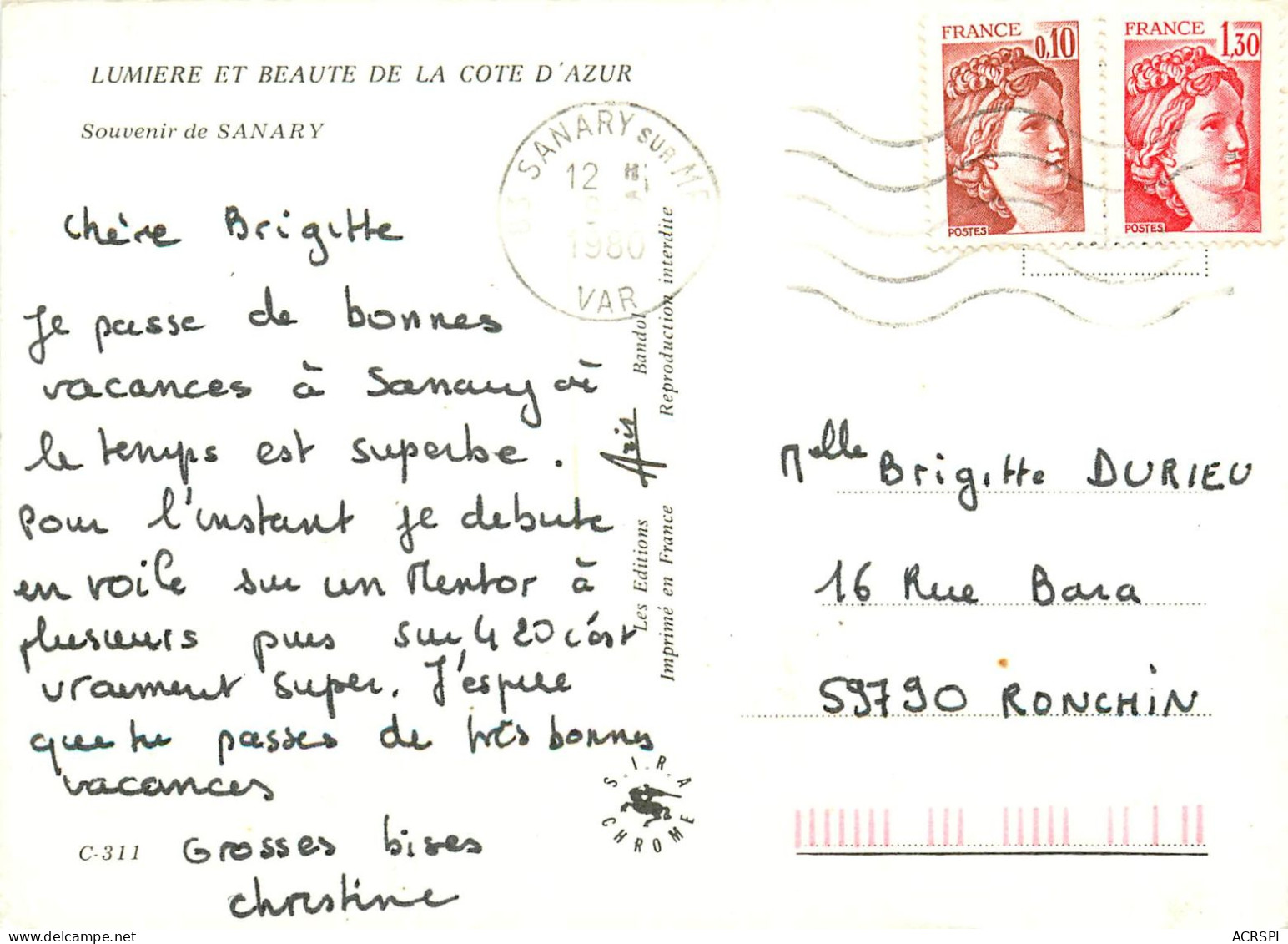 83 SANARY  Sur Mer  Souvenir (scan Recto-verso) QQ 1146 - Sanary-sur-Mer