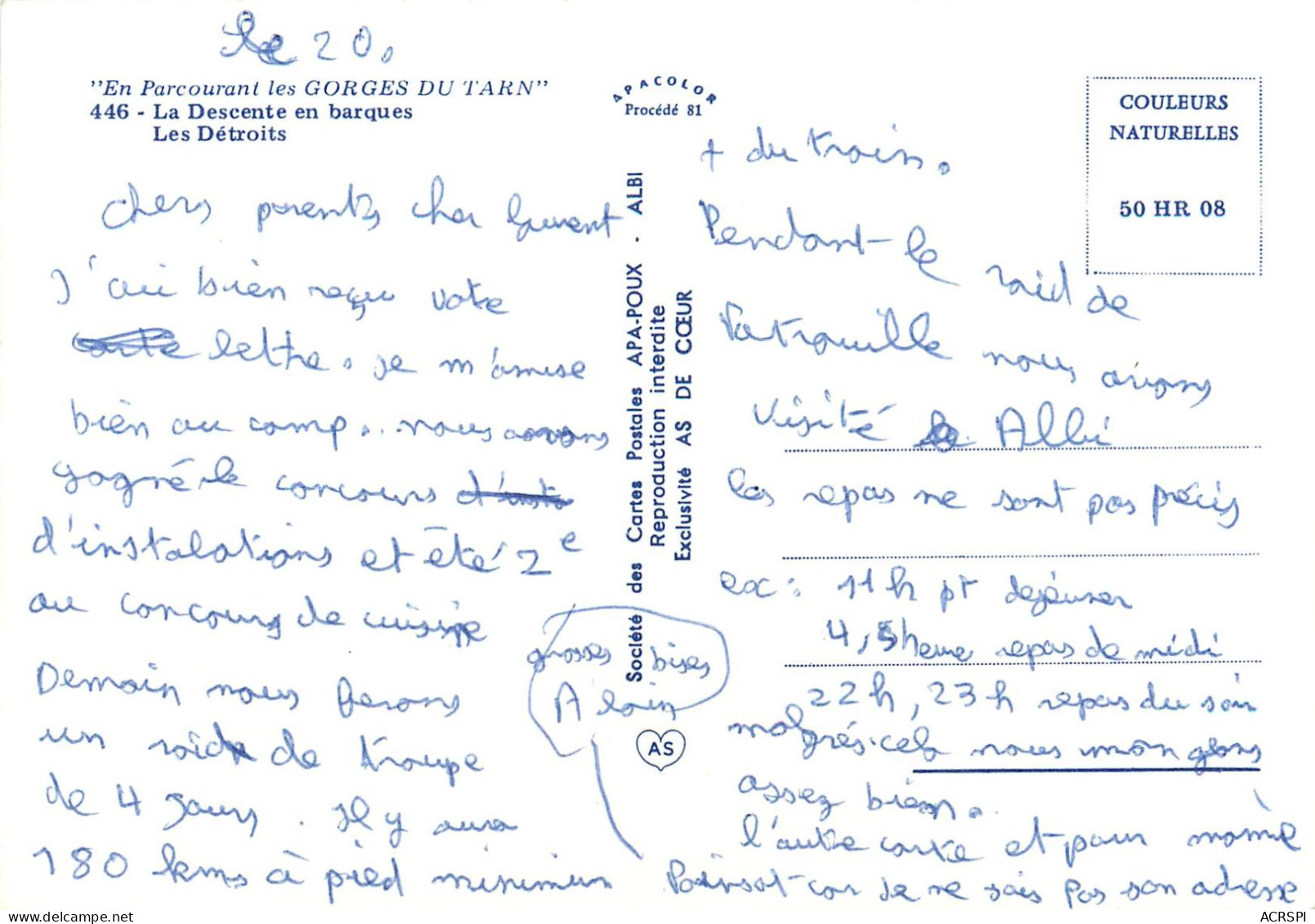 48 Bateliers Descendant Le Canion Des Gorges Du TARN  (scan Recto-verso) QQ 1123 - Meyrueis