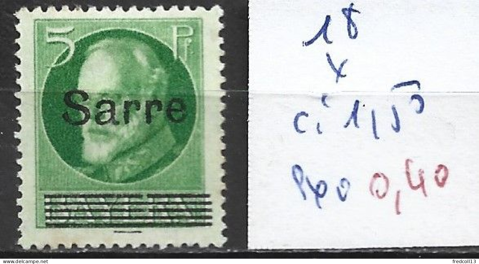 SARRE 18 * Côte 1.50 € - Unused Stamps