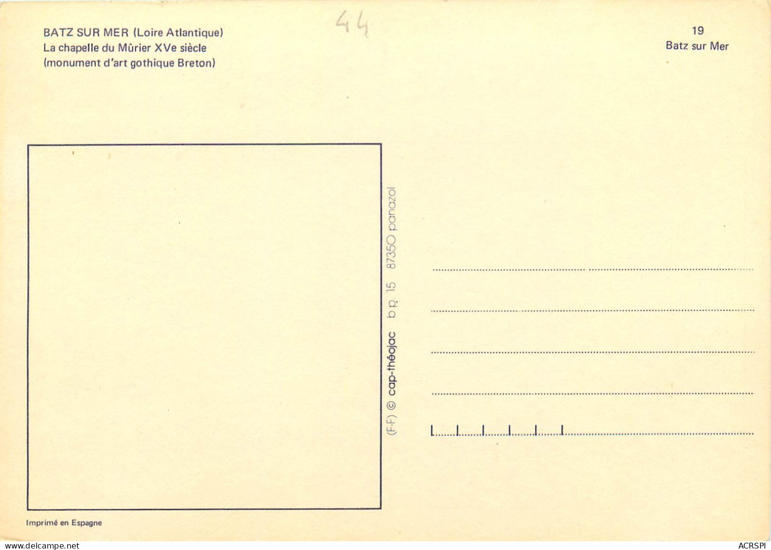 44. BATZ Sur Mer La Chapelle Du Murier  (scan Recto-verso) QQ 1119 - Batz-sur-Mer (Bourg De B.)