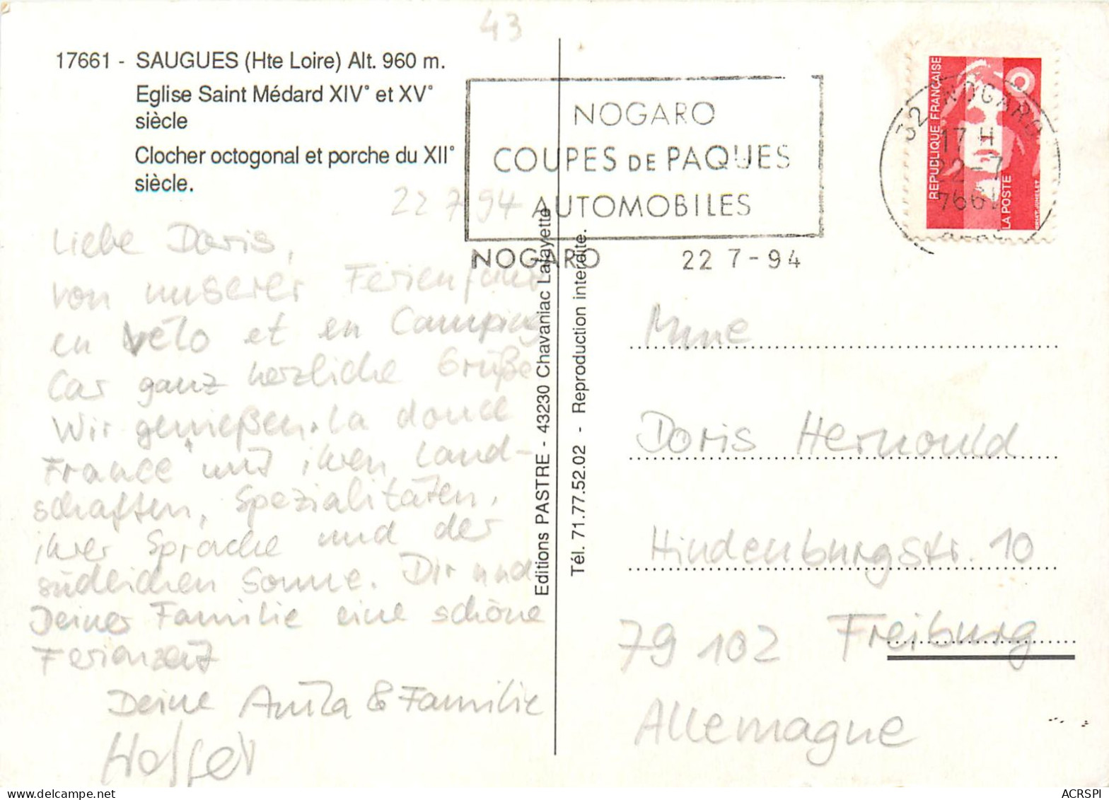 43  SAUGUES - Eglise St-Medard    (scan Recto-verso) QQ 1117 - Saugues