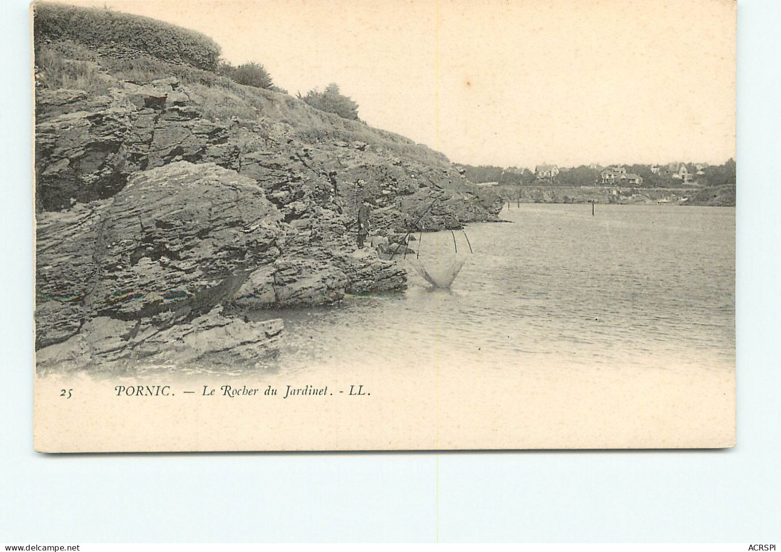 PORNIC LE ROCHER DU JARDINET,  Peche Au Carrelet Carte Vierge   (scan Recto-verso) QQ 1191 - Pornic