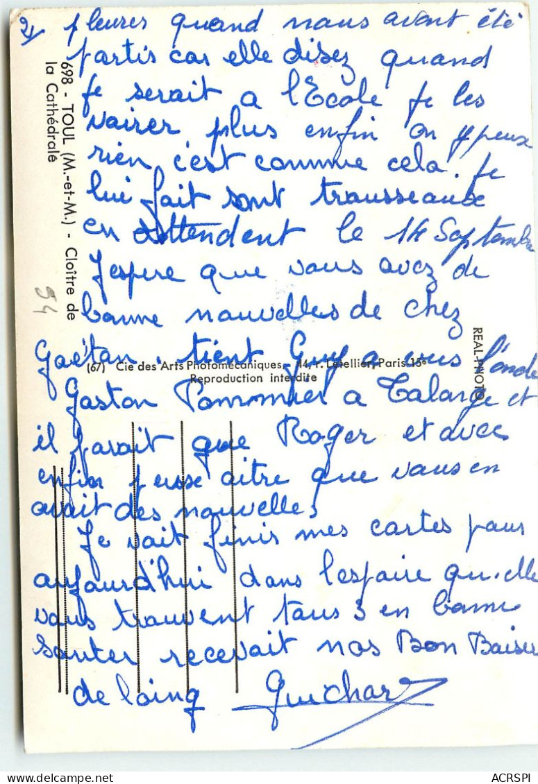 54 Meurthe Et Moselle : Toul , Cloître De La Cathédrale .   (scan Recto-verso) QQ 1167 - Toul