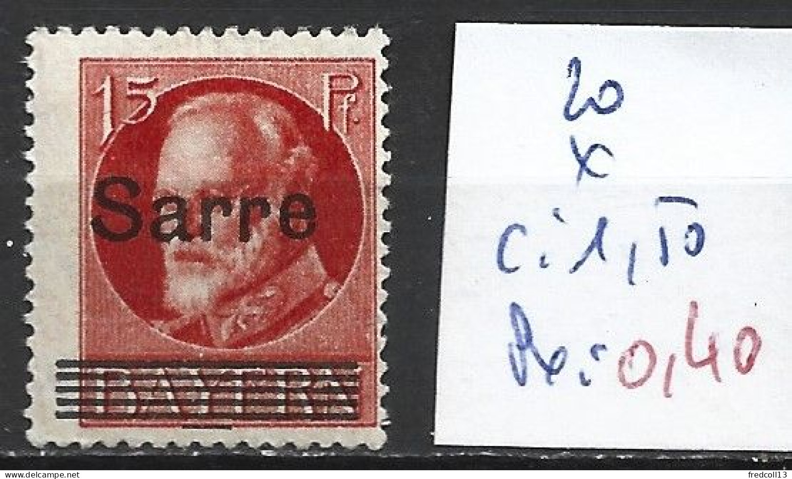 SARRE 20 * Côte 1.50 € - Unused Stamps