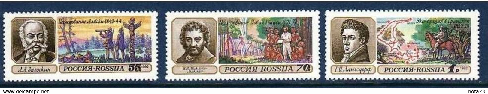 (!) Russia 1992, Mi 248-250, Explorers - MNH - Nuevos