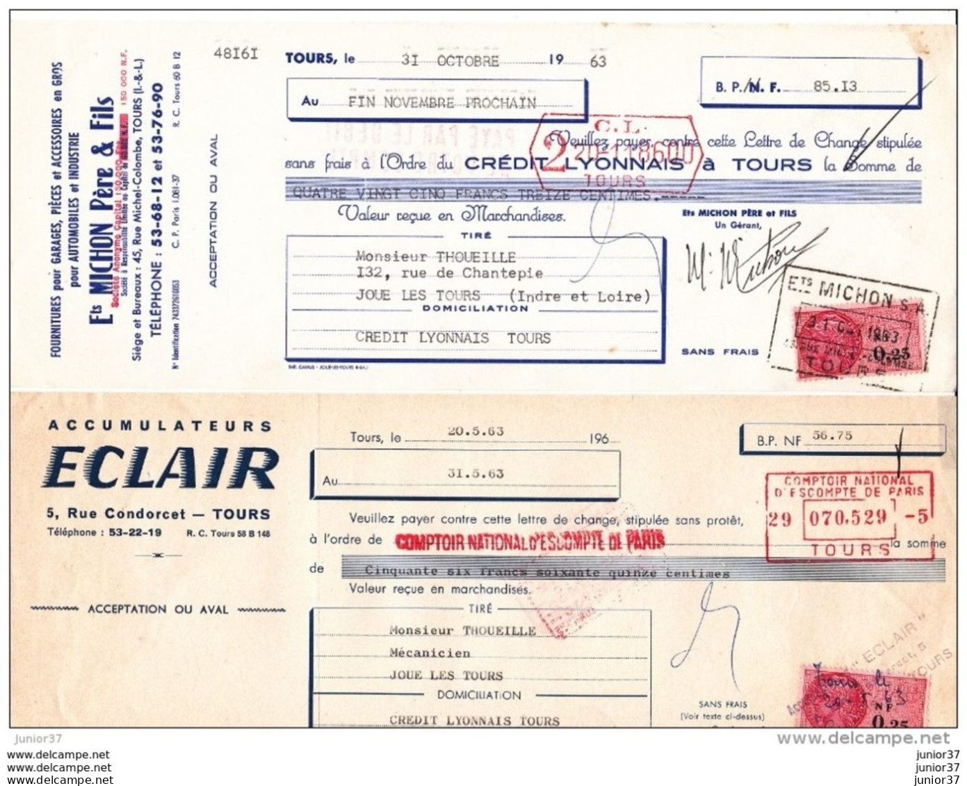 6 Lettres De Change Citroen & Perron & Gay & Michon & Accumulateurs Eclair & Renault & Chryso - Bills Of Exchange